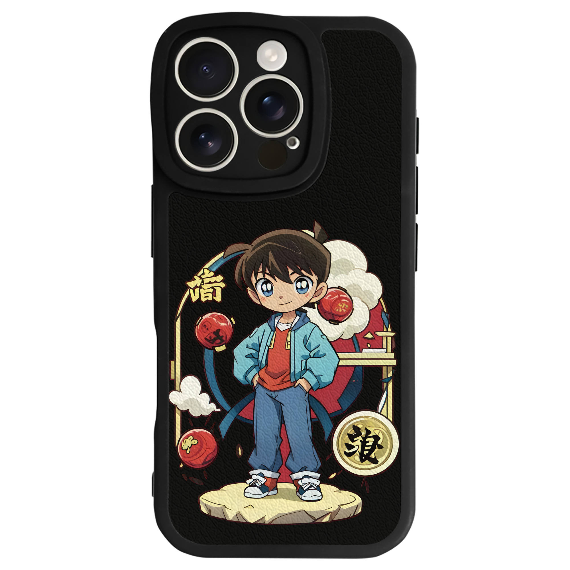 （画像用） 名探偵コナン 江戸川 コナン Detective Conan Conan Edogawa 【iPhone 16シリーズ対応】シリコンスマホケース（レザー調） 材質：シリコン